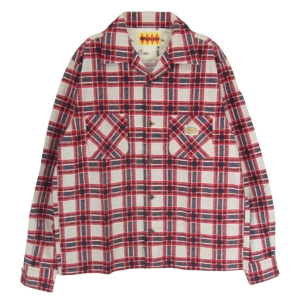 WEIRDO ウィアード 11AW WRD-11-FW-13 プリントネル チェック オープンカラー 長袖 シャツ レッド系 XL【中古】
