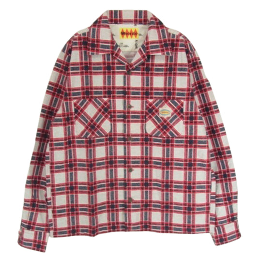 WEIRDO ウィアード 11AW WRD-11-FW-13 プリントネル チェック オープンカラー 長袖 シャツ レッド系 XL【中古】