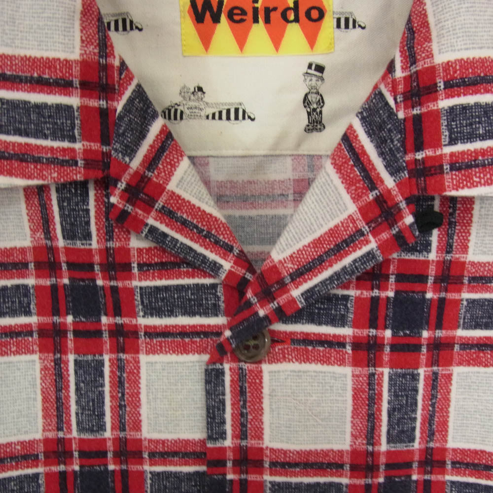 WEIRDO ウィアード 11AW WRD-11-FW-13 プリントネル チェック オープンカラー 長袖 シャツ レッド系 XL【中古】