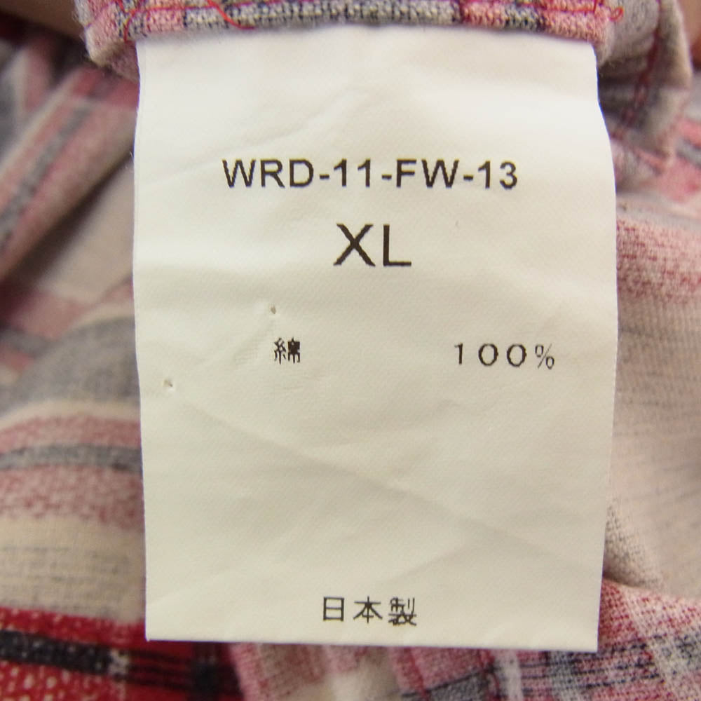 WEIRDO ウィアード 11AW WRD-11-FW-13 プリントネル チェック オープンカラー 長袖 シャツ レッド系 XL【中古】
