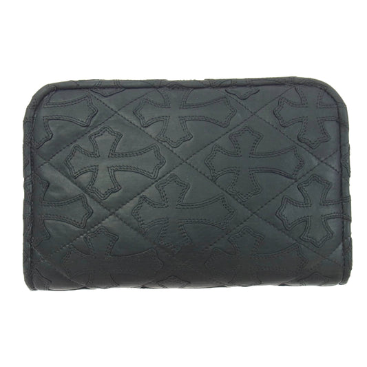 CHROME HEARTS クロムハーツ（原本無） ZIP ORGANIZER QUILTED オーガナイザー セメタリークロスパッチ キルティング レザーウォレット ブラック系【中古】