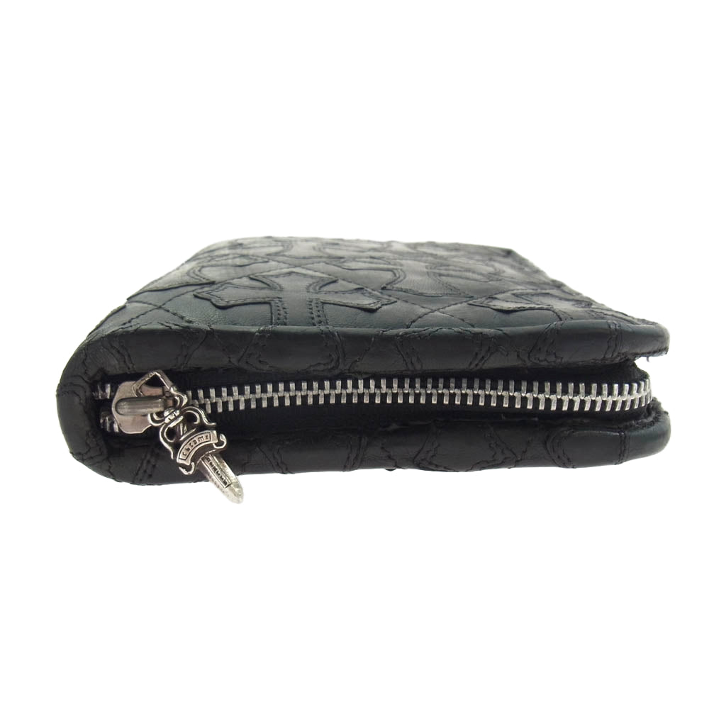 CHROME HEARTS クロムハーツ（原本無） ZIP ORGANIZER QUILTED オーガナイザー セメタリークロスパッチ キルティング レザーウォレット ブラック系【中古】