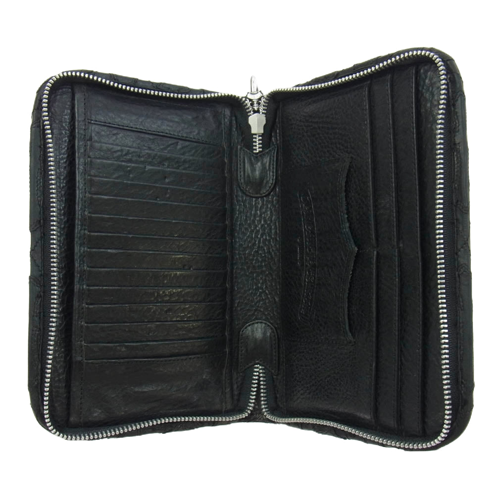 CHROME HEARTS クロムハーツ（原本無） ZIP ORGANIZER QUILTED オーガナイザー セメタリークロスパッチ キルティング レザーウォレット ブラック系【中古】