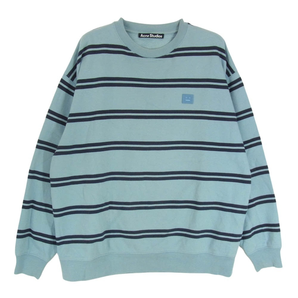 アクネストゥディオズ CI0040 Oversized Stripe Sweatshirt ボーダー スウェット トレーナー ブルー系 XS【中古】