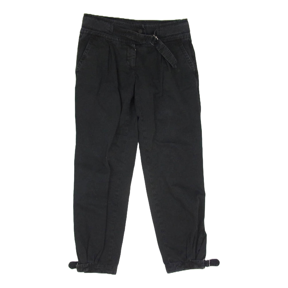 PRADA プラダ コットン ブルガリア製 ベルテット パンツ ブラック系 42【中古】