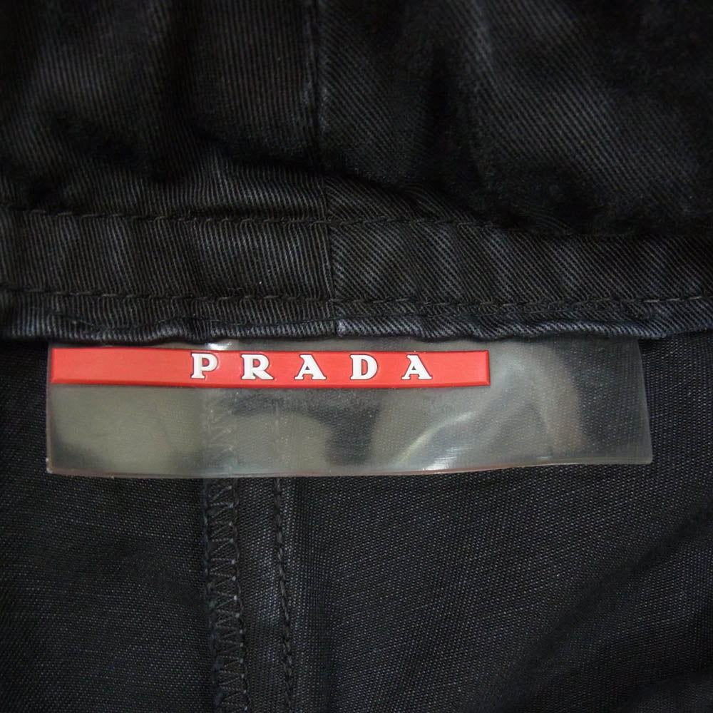 PRADA プラダ コットン ブルガリア製 ベルテット パンツ ブラック系 42【中古】