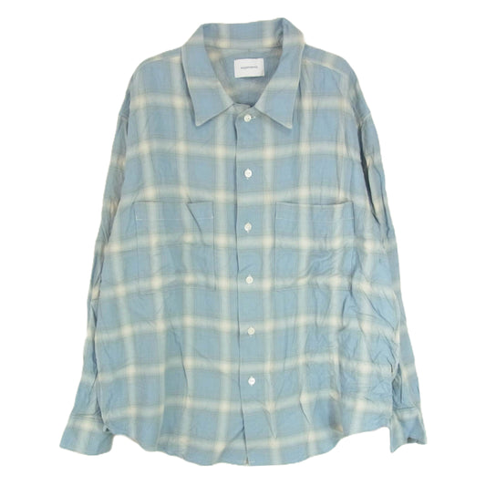 スーパーノヴァ 25SS Split yoke big shirt Ombre check レーヨン 100％ オンブレチェックシャツ 長袖シャツ ライトブルー系 S【中古】