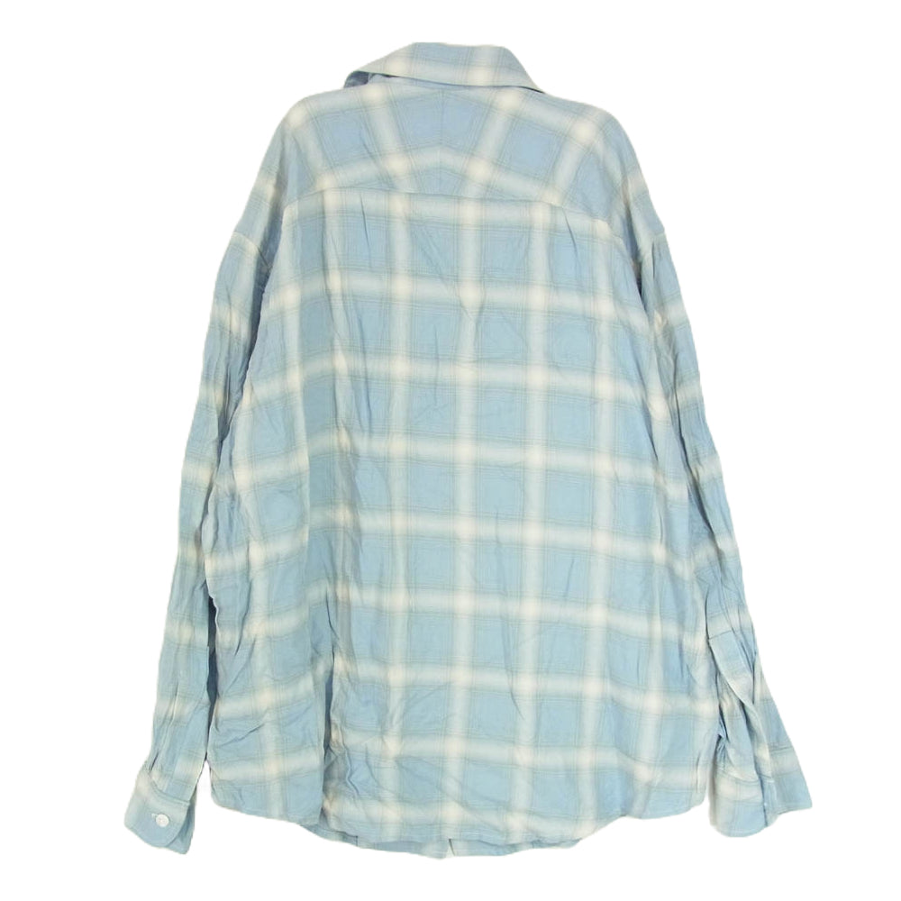 スーパーノヴァ 25SS Split yoke big shirt Ombre check レーヨン 100％ オンブレチェックシャツ 長袖シャツ ライトブルー系 S【中古】