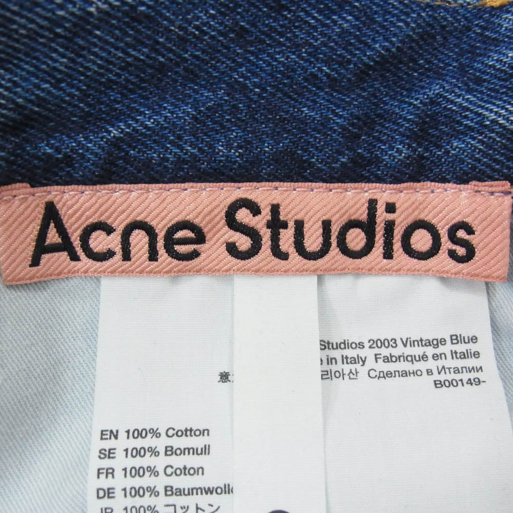 ACNE STUDIOS アクネストゥディオズ B00149 2003 Vintage Blue ダメージ加工 リラックスフィット デニム パンツ ジーンズ インディゴブルー系 30【中古】