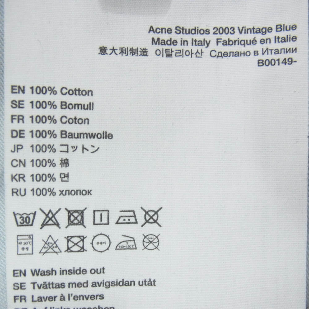 ACNE STUDIOS アクネストゥディオズ B00149 2003 Vintage Blue ダメージ加工 リラックスフィット デニム パンツ ジーンズ インディゴブルー系 30【中古】