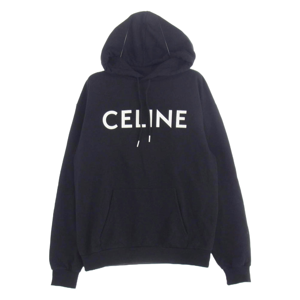 CELINE セリーヌ 2Y321670Q LOGO PRINT LOOSE HOODIE ロゴプリント ルーズ プルオーバーフーディー パーカー ブラック系 S【中古】