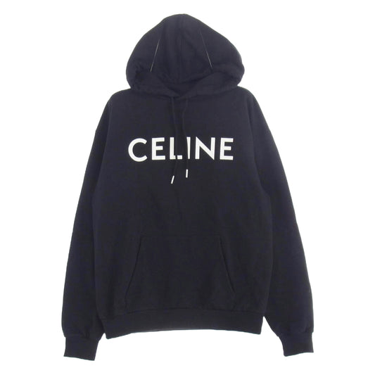CELINE セリーヌ 2Y321670Q LOGO PRINT LOOSE HOODIE ロゴプリント ルーズ プルオーバーフーディー パーカー ブラック系 S【中古】