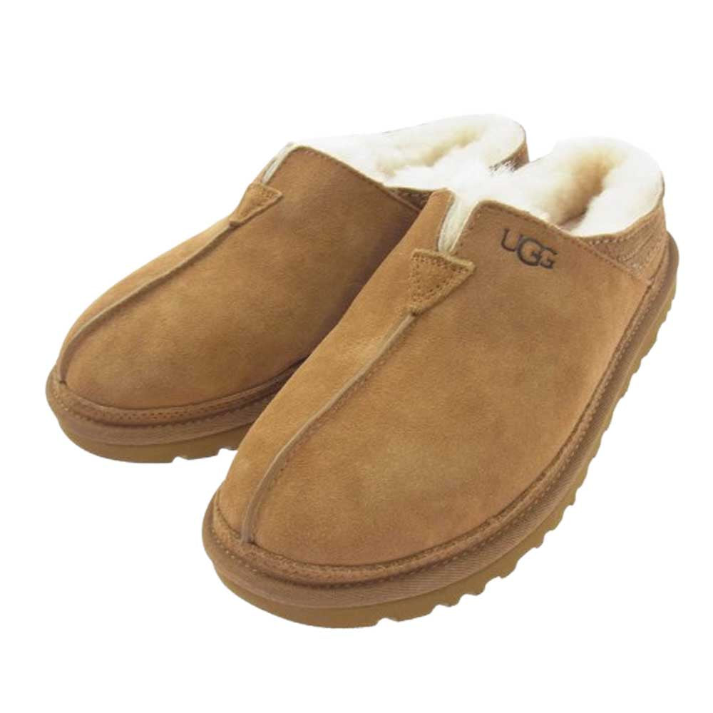UGG アグ 1113631 Neuman ニューマン ムートン スエード スリッパ サンダル ライトブラウン系 US7【新古品】【未使用】【中古】