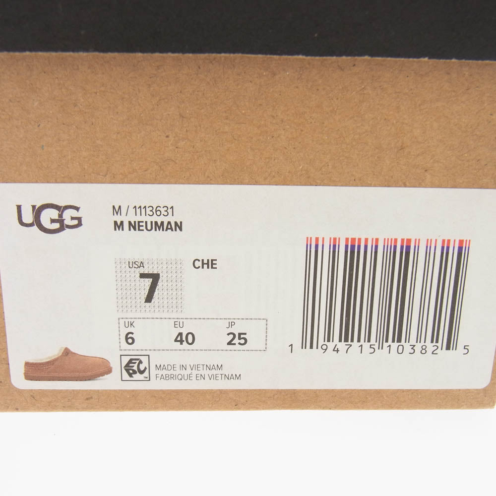 UGG アグ 1113631 Neuman ニューマン ムートン スエード スリッパ サンダル ライトブラウン系 US7【新古品】【未使用】【中古】