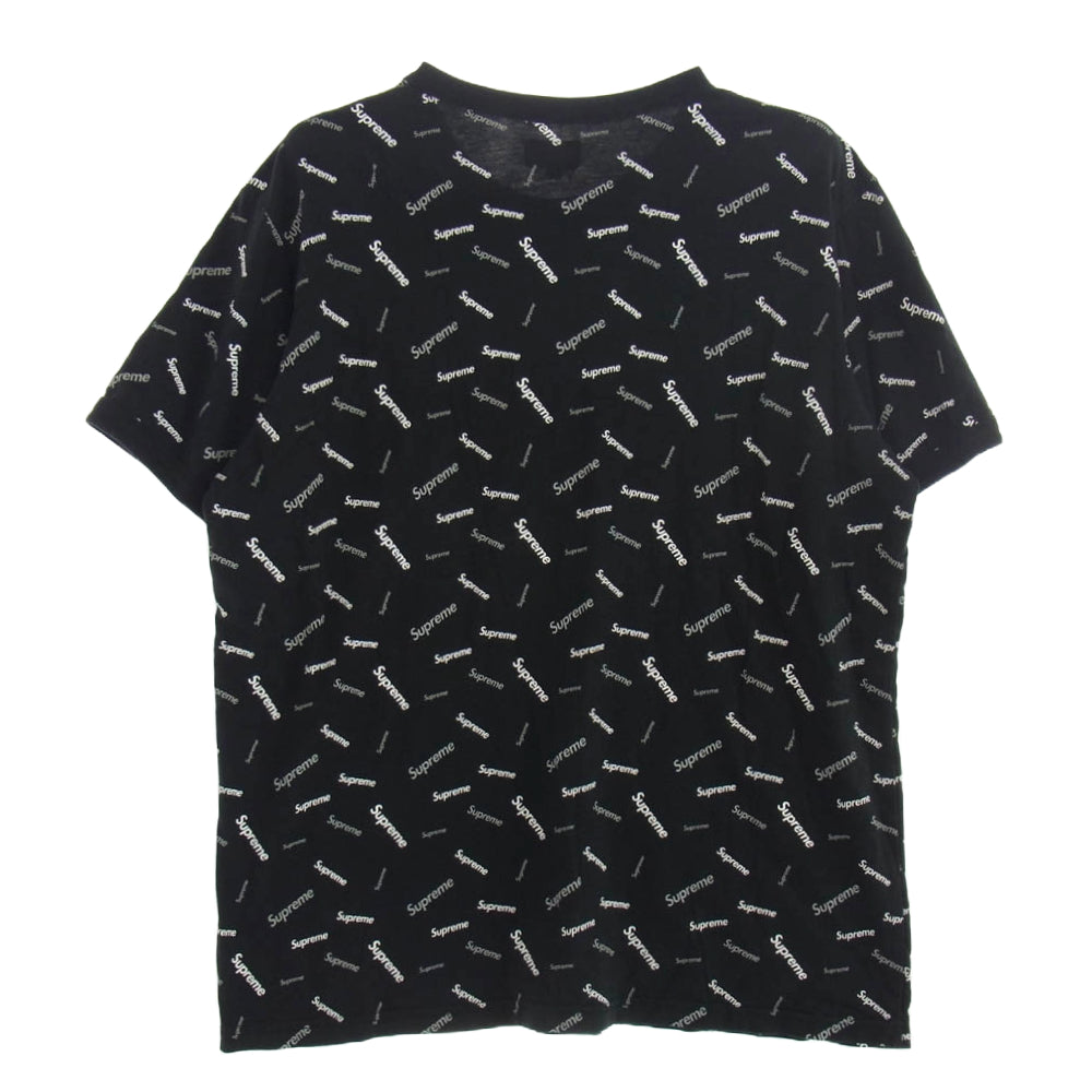 Supreme シュプリーム 18AW Scatter Ringer Tee スキャッター リンガー ロゴ プリント 総柄 クルーネック 半袖 Tシャツ ブラック系 L【中古】
