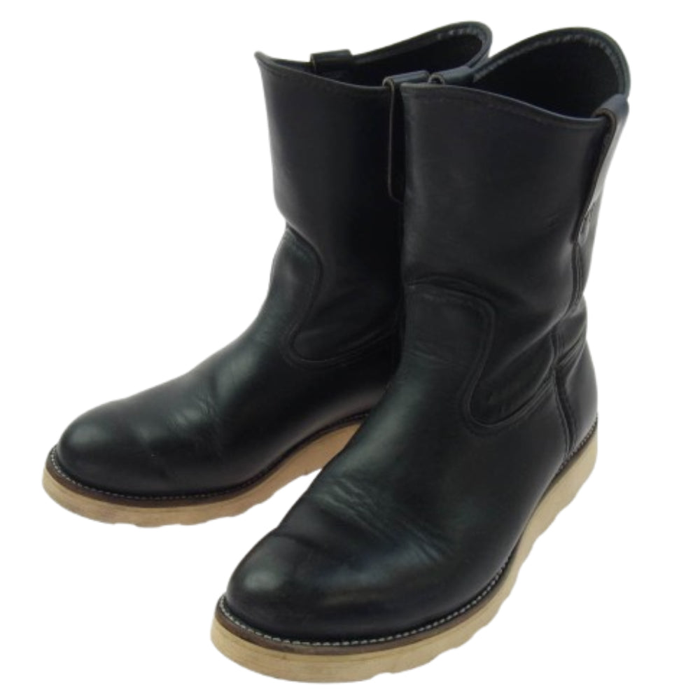 RED WING レッドウィング 8169 90's USA製 刺繍製羽タグ PECOS BOOTS ペコスブーツ レザーブーツ ブラック系 9E【中古】