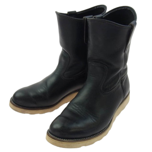 RED WING レッドウィング 8169 90's USA製 刺繍製羽タグ PECOS BOOTS ペコスブーツ レザーブーツ ブラック系 9E【中古】