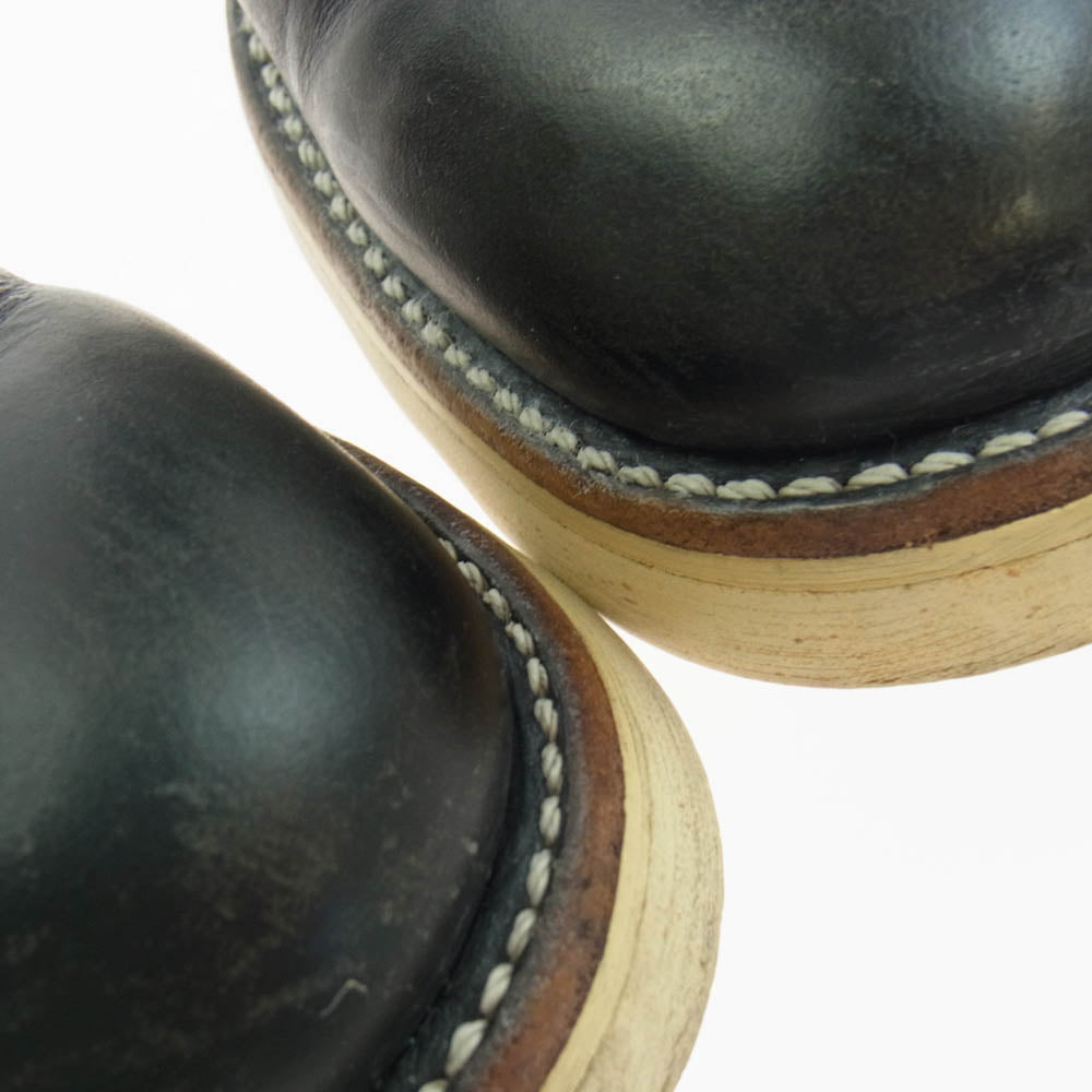 RED WING レッドウィング 8169 90's USA製 刺繍製羽タグ PECOS BOOTS ペコスブーツ レザーブーツ ブラック系 9E【中古】