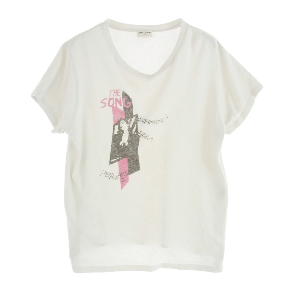 SAINT LAURENT サンローラン 551413 YBCB2 THE SONG プリント 半袖 Tシャツ カットソー グレー系 M【中古】