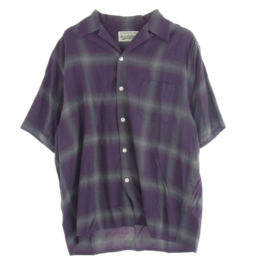 WACKO MARIA ワコマリア OMBRE CHECK OPEN COLLAR SHIRT オンブレチェック オープンカラー 開襟 半袖 シャツ パープル系 M【中古】