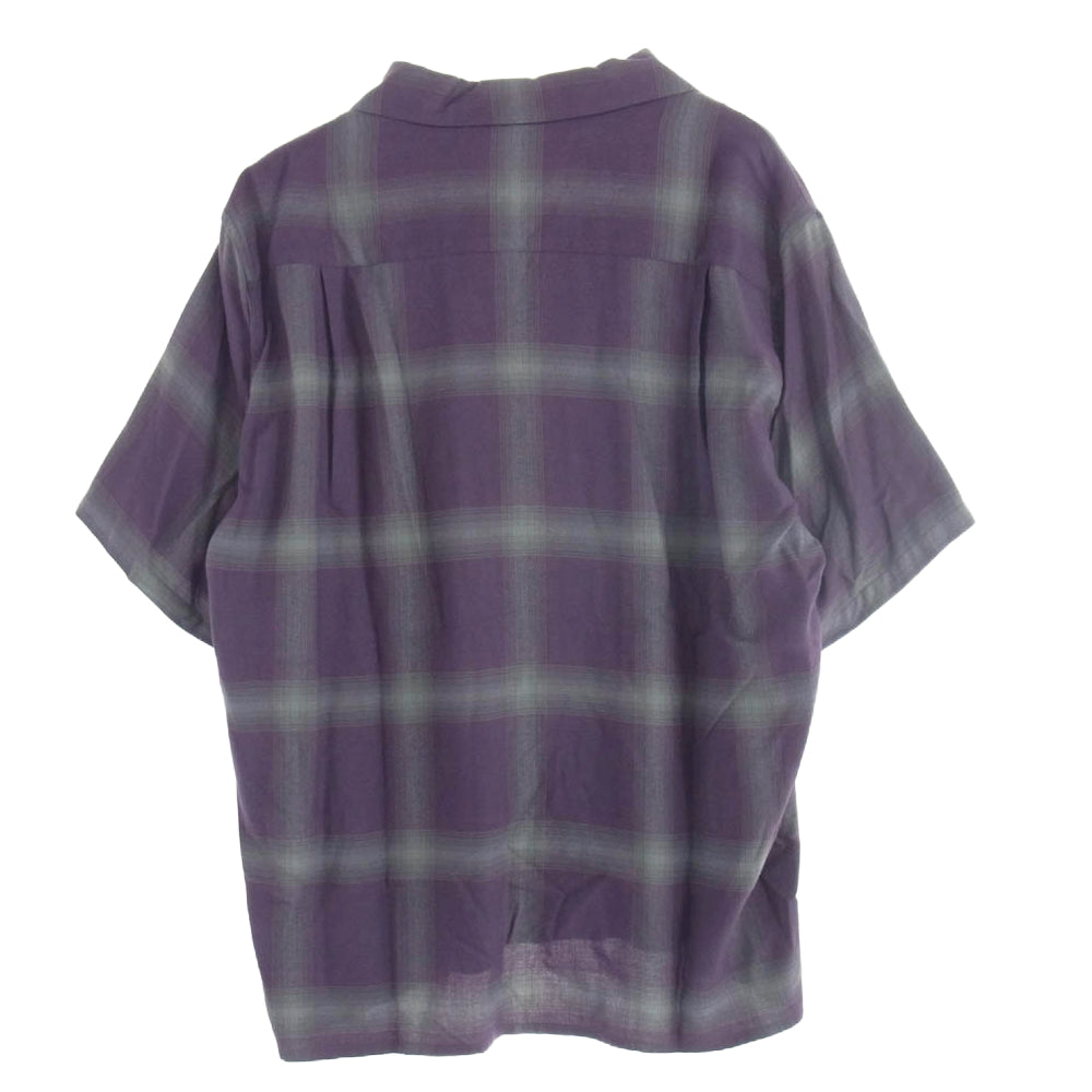 WACKO MARIA ワコマリア OMBRE CHECK OPEN COLLAR SHIRT オンブレチェック オープンカラー 開襟 半袖 シャツ パープル系 M【中古】
