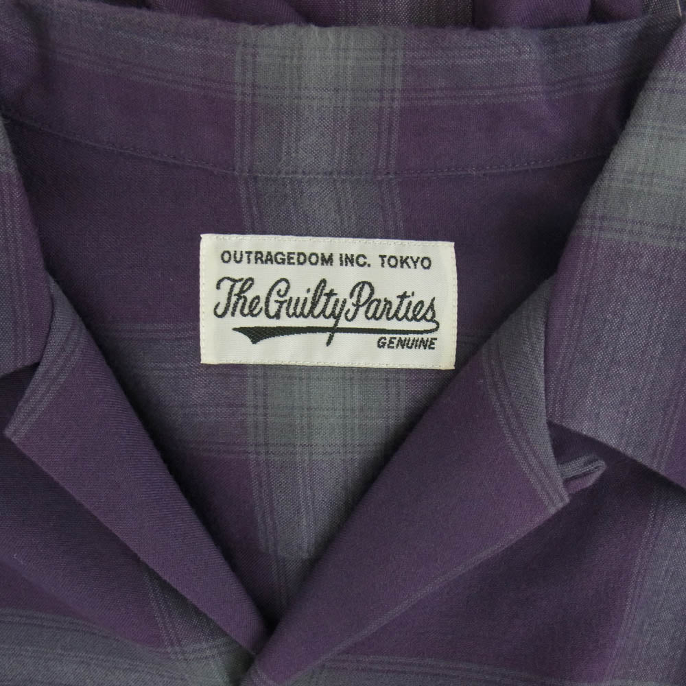 WACKO MARIA ワコマリア OMBRE CHECK OPEN COLLAR SHIRT オンブレチェック オープンカラー 開襟 半袖 シャツ パープル系 M【中古】