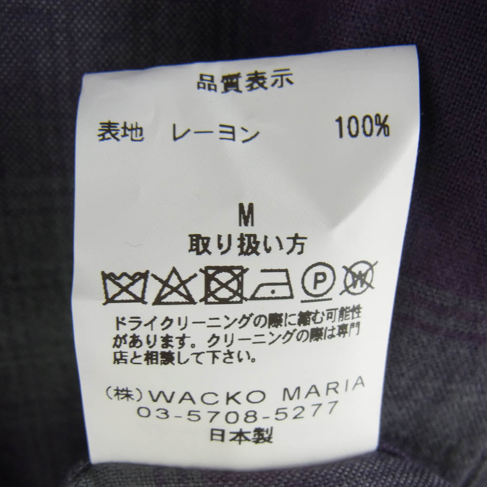 WACKO MARIA ワコマリア OMBRE CHECK OPEN COLLAR SHIRT オンブレチェック オープンカラー 開襟 半袖 シャツ パープル系 M【中古】