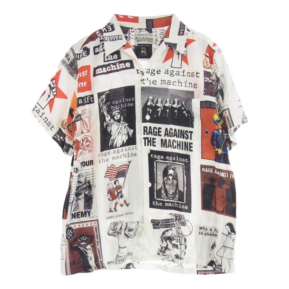 WACKO MARIA ワコマリア 20SS RATM-WM-HI01 × RAGE AGAINST THE MACHINE レイジ・アゲインスト ザ・マシーン HAWAIIAN SHIRTS ハワイアン 総柄 半袖 シャツ ホワイト系 M【中古】