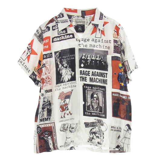 WACKO MARIA ワコマリア 20SS RATM-WM-HI01 × RAGE AGAINST THE MACHINE レイジ・アゲインスト ザ・マシーン HAWAIIAN SHIRTS ハワイアン 総柄 半袖 シャツ ホワイト系 M【中古】
