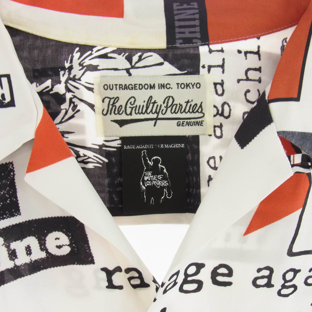 WACKO MARIA ワコマリア 20SS RATM-WM-HI01 × RAGE AGAINST THE MACHINE レイジ・アゲインスト ザ・マシーン HAWAIIAN SHIRTS ハワイアン 総柄 半袖 シャツ ホワイト系 M【中古】