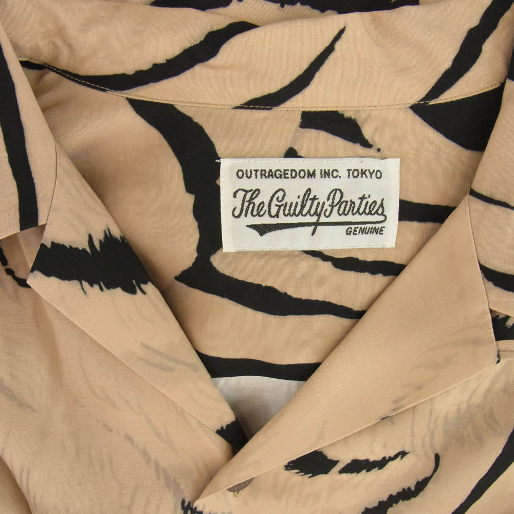 WACKO MARIA ワコマリア 22SS TIMLEHI-WM-HI26 × TIM LEHI ティムリーハイ HAWAIIAN SHIRT ハワイアン 半袖 総柄 虎柄 アロハ シャツ ライトブラウン系 M【中古】