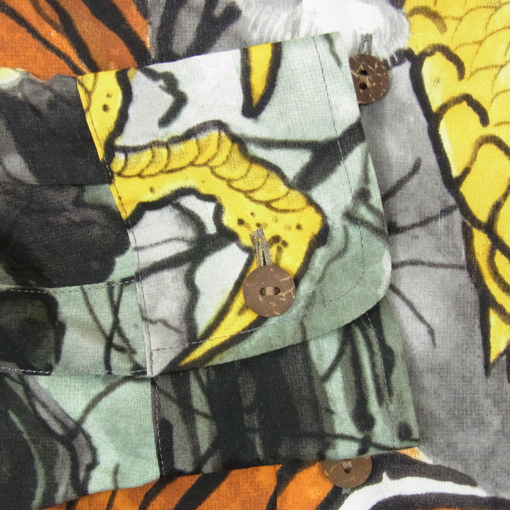 WACKO MARIA ワコマリア 22SS TIMLEHI-WM-HI28 × TIM LEHI ティムリーハイ HAWAIIAN SHIRT 虎龍柄 アロハ ハワイアン 長袖 アロハ シャツ ブラック系 M【中古】