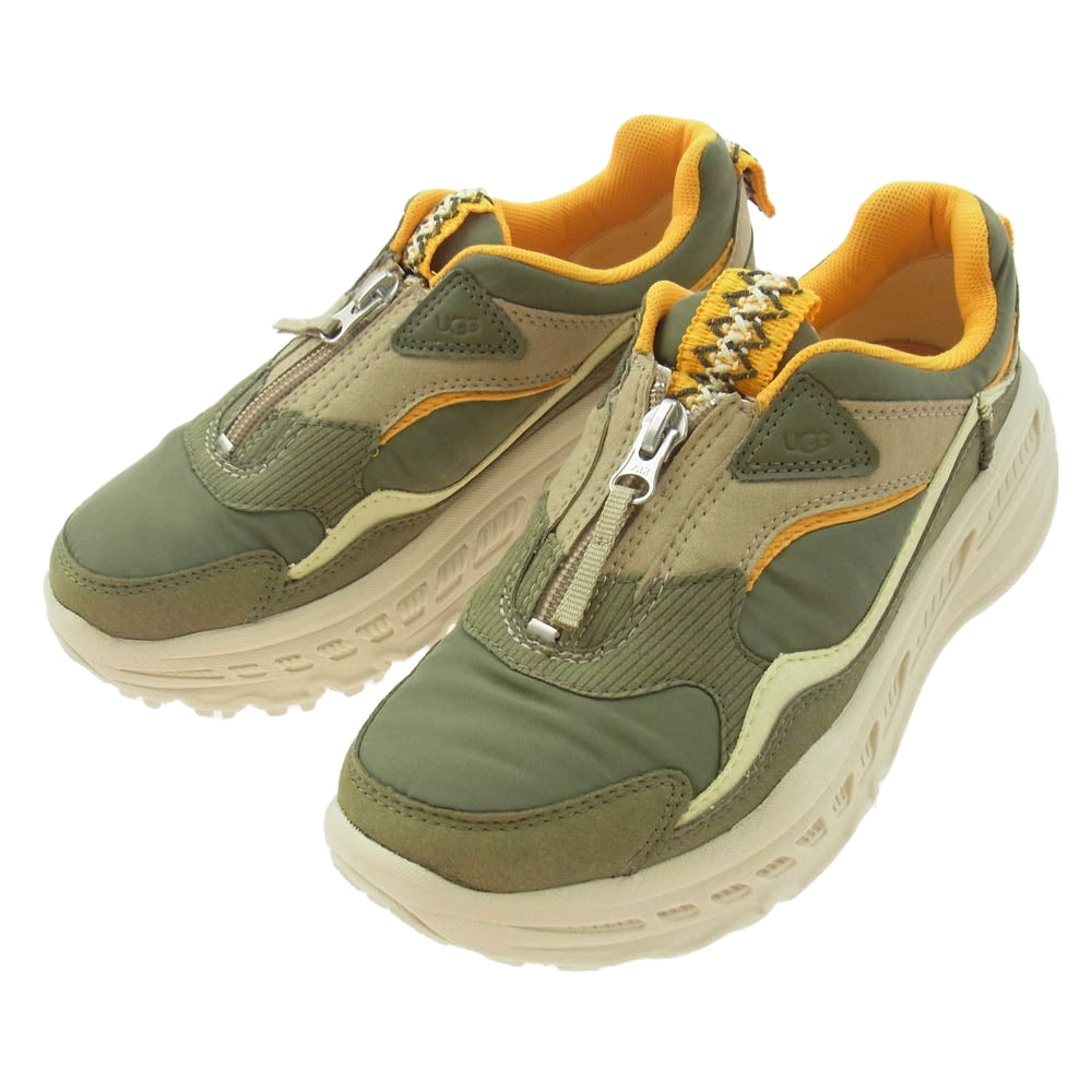 UGG アグ 1116311 CA805 zip ジップアップ ローカット スニーカー カーキ系 ベージュ系 オレンジ系 24cm【極上美品】【中古】