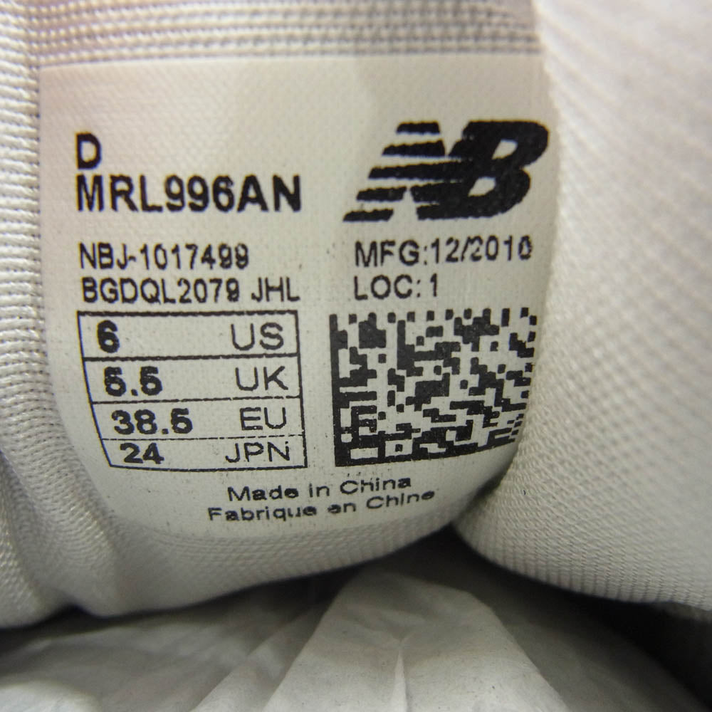 NEW BALANCE ニューバランス MRL996AN 996 スエード メッシュ ローカット スニーカー ネイビー系 24cm【極上美品】【中古】