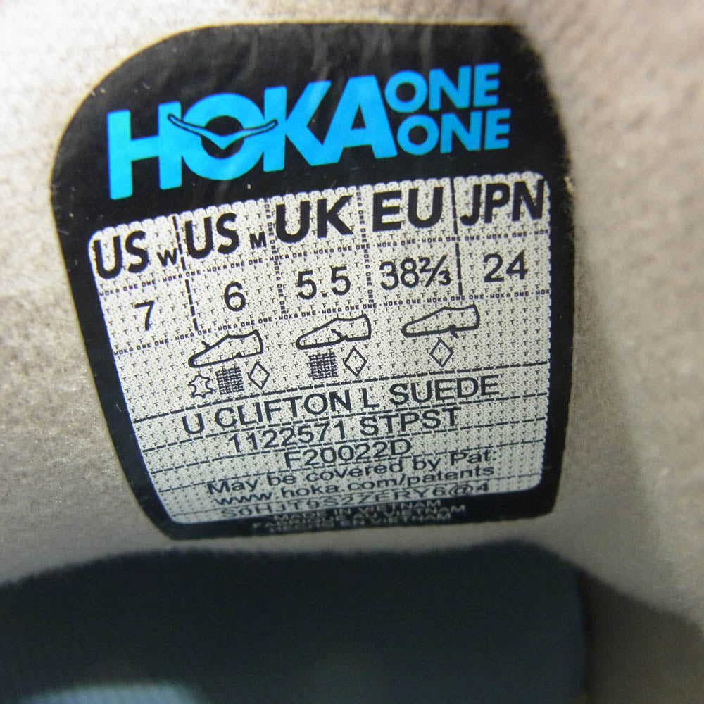 HOKA ONE ONE ホカ オネオネ 1122571 CLIFTON L SUEDE クリフトン L スエード スニーカー グレー系 24cm【新古品】【未使用】【中古】
