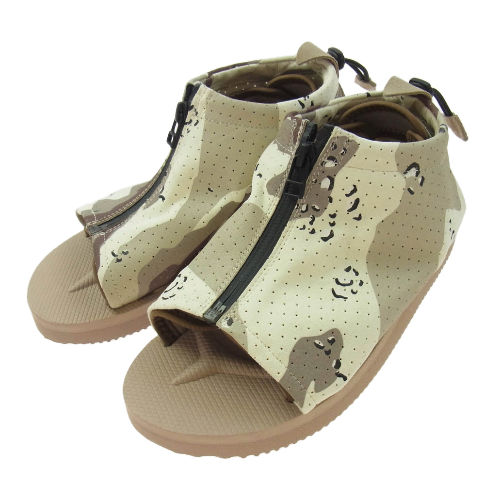 SUICOKE スイコック EVO-ab デザート カモ柄 迷彩 メッシュ プラットフォーム オープン トゥ サボ サンダル ベージュ系 24cm【美品】【中古】