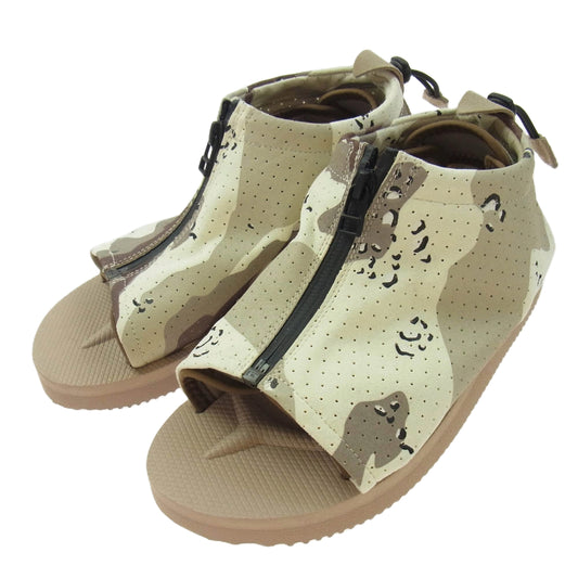 SUICOKE スイコック EVO-ab デザート カモ柄 迷彩 メッシュ プラットフォーム オープン トゥ サボ サンダル ベージュ系 24cm【美品】【中古】