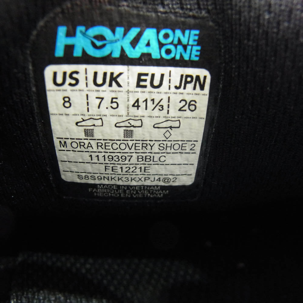 HOKA ONE ONE ホカ オネオネ FE1221E ORA RECOVERY SHOE 2 オラ リカバリー シューズ ローカット スニーカー ブラック系 26cm【極上美品】【中古】