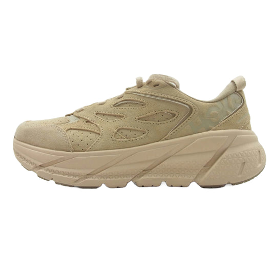 HOKA ONE ONE ホカ オネオネ F20022J U CLIFTON L SUEDE クリフトン スエード ローカットスニーカー ベージュ系 24cm【美品】【中古】