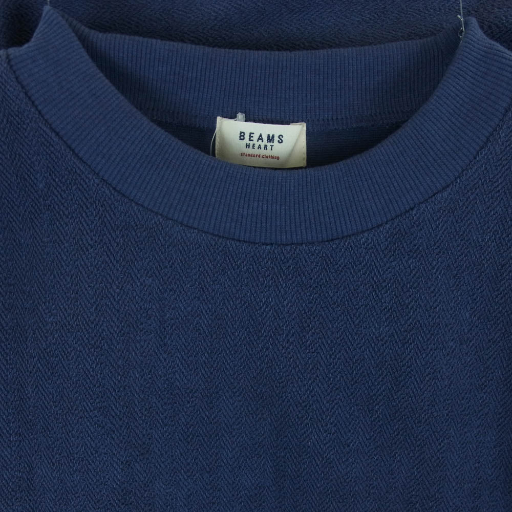 BEAMS ビームス 23F-HG075 レイヤード ヘリンボーン アシンメトリー スウェット ネイビー系 ホワイト系 FREE【美品】【中古】