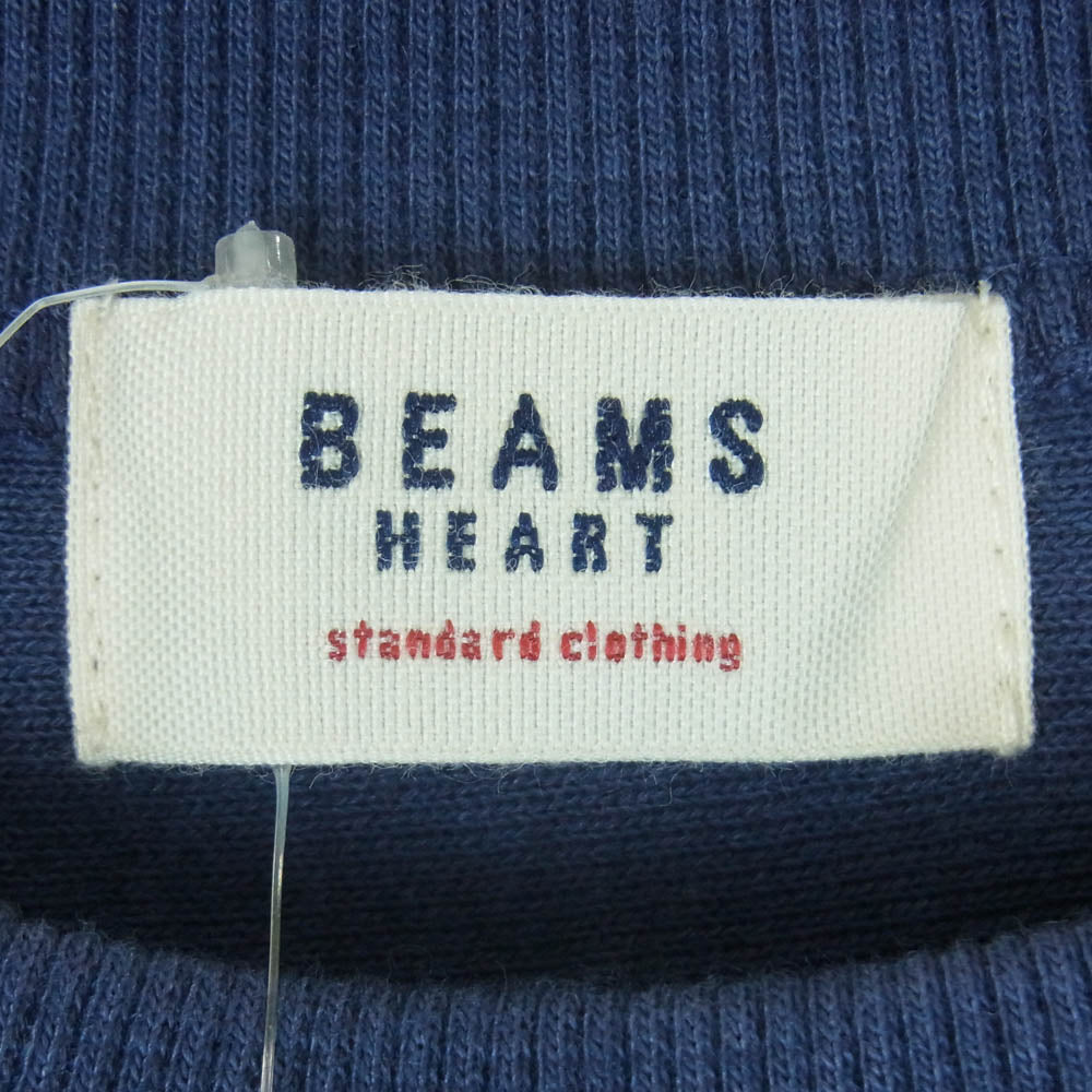 BEAMS ビームス 23F-HG075 レイヤード ヘリンボーン アシンメトリー スウェット ネイビー系 ホワイト系 FREE【美品】【中古】