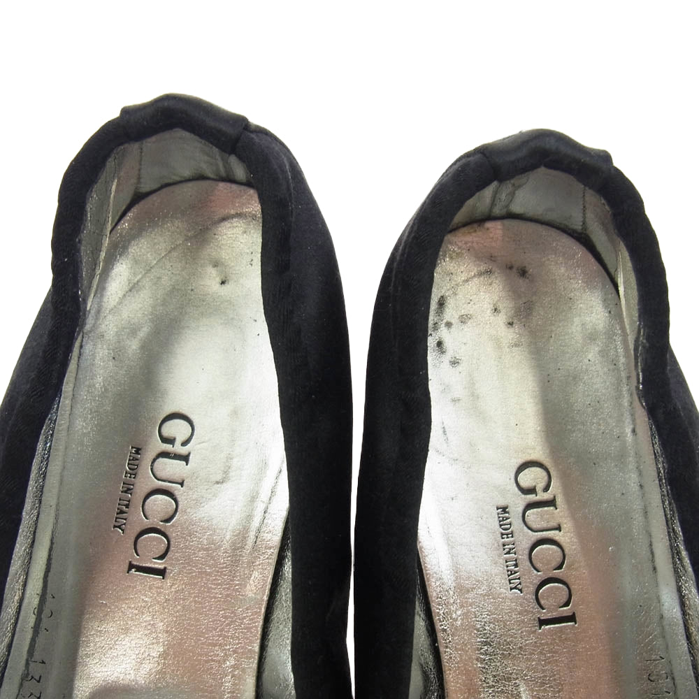 GUCCI グッチ ラインストーン ホースビット パンプス ブラック系 8【中古】