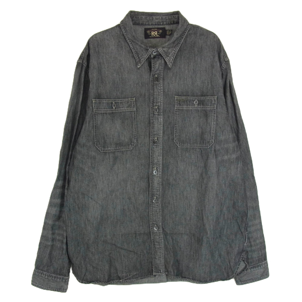 RRL ダブルアールエル シャンブレー 長袖 シャツ ブラック系 L LG【中古】