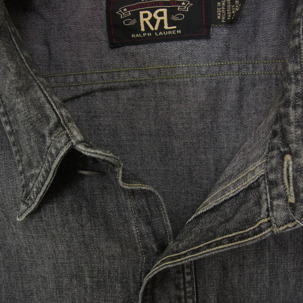 RRL ダブルアールエル シャンブレー 長袖 シャツ ブラック系 L LG【中古】