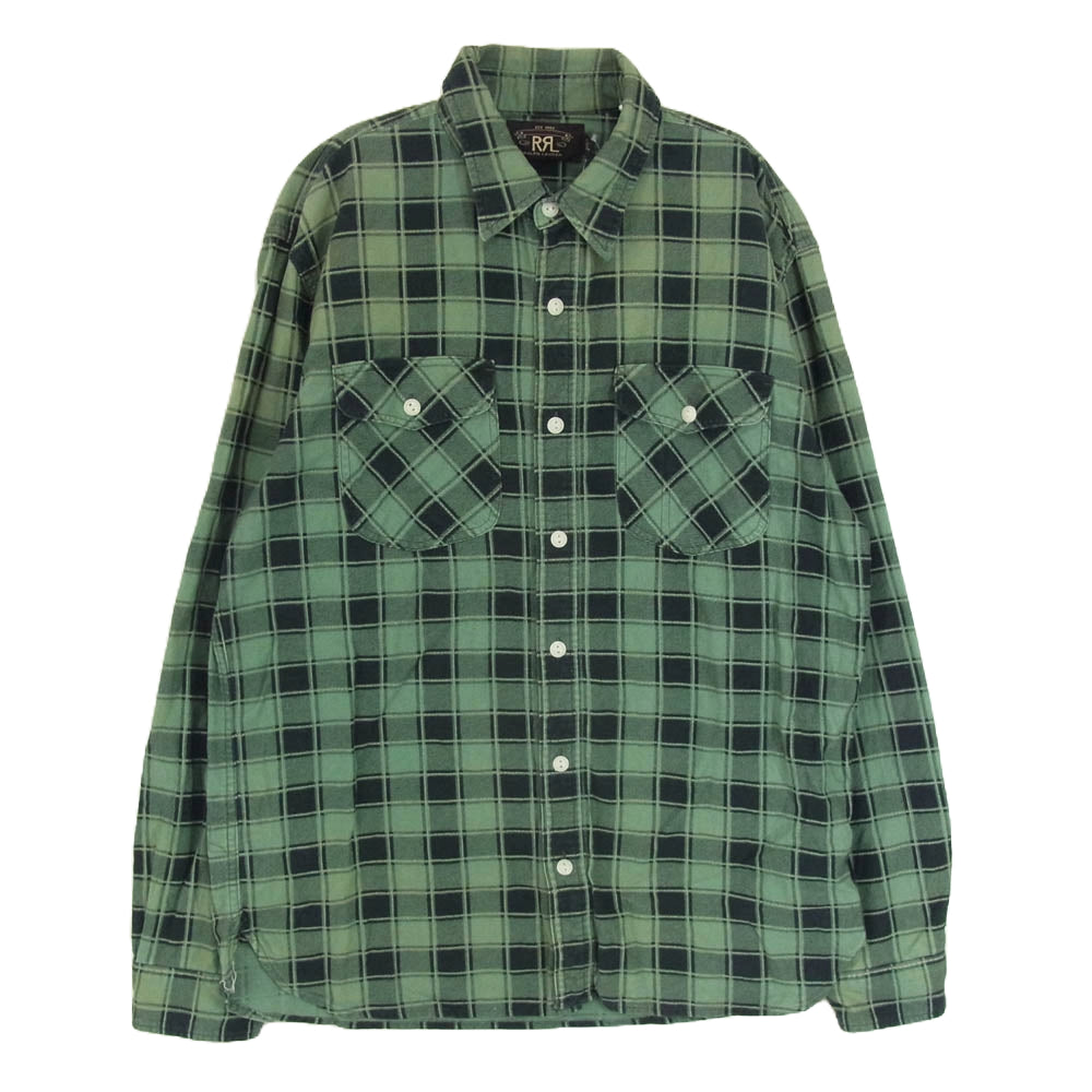 RRL ダブルアールエル コットン チェック柄 長袖 シャツ グリーン系 M【中古】