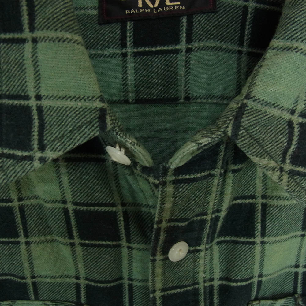 RRL ダブルアールエル コットン チェック柄 長袖 シャツ グリーン系 M【中古】