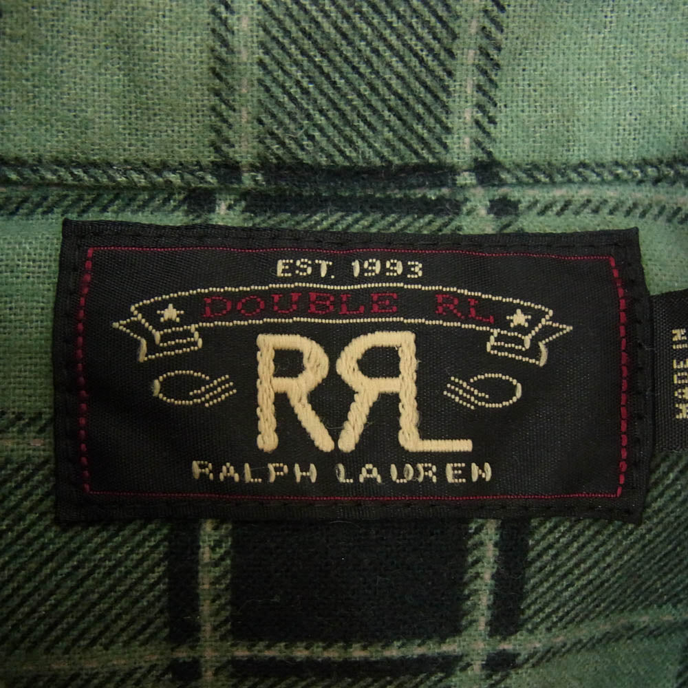 RRL ダブルアールエル コットン チェック柄 長袖 シャツ グリーン系 M【中古】