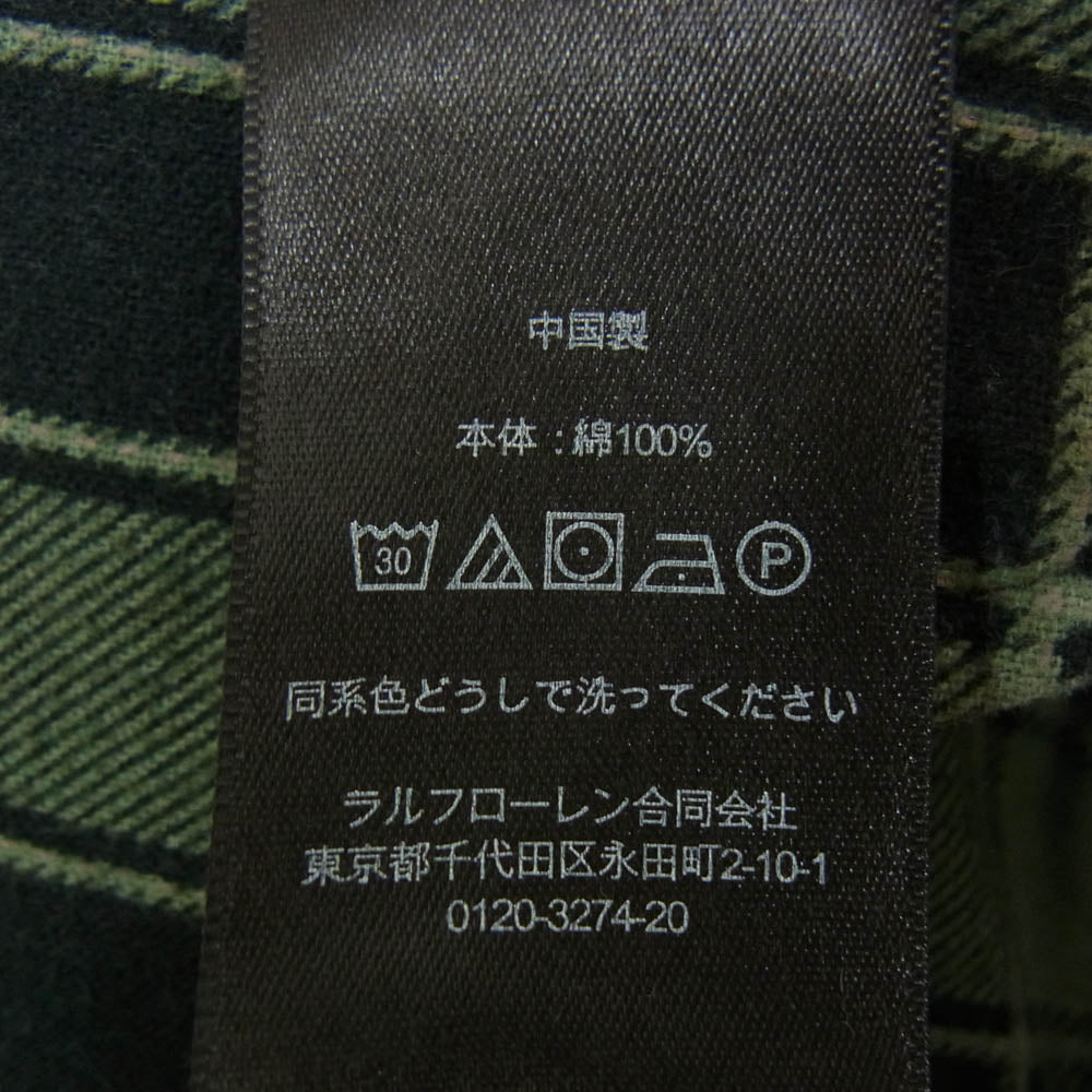 RRL ダブルアールエル コットン チェック柄 長袖 シャツ グリーン系 M【中古】