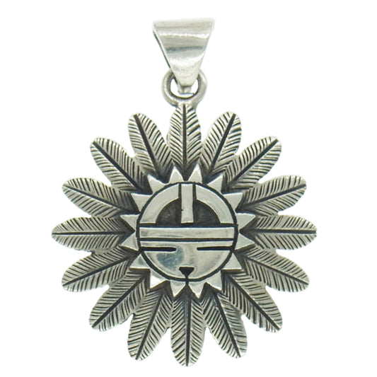 ホピ族 チャールストン ルイス サンフェイス フラワーモチーフ ペンダントトップ シルバー系【中古】