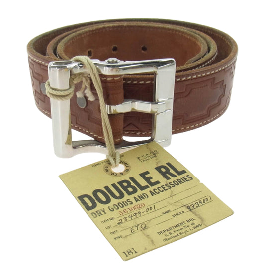 RRL ダブルアールエル 23499-001 型押し レザーベルト ブラウン系 36【中古】